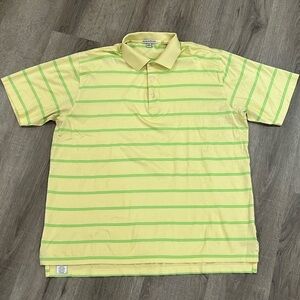Peter Millar Size XL Classic Stripe Pale Yellow Golf Performance Polo Shirt